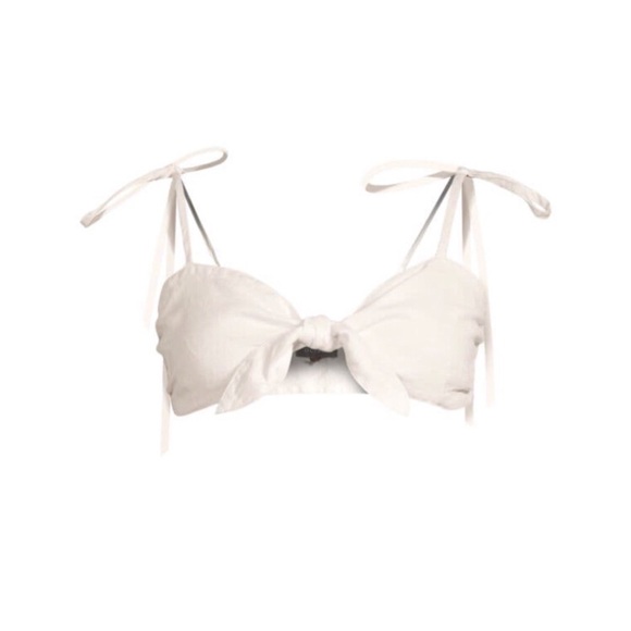 DL1961 Tie-Front Crop Top White L - Picture 3 of 6